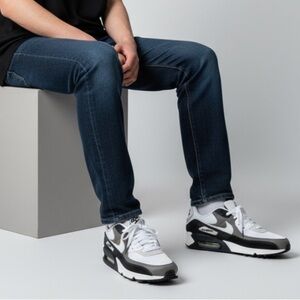 * Nike Air Max 90 White Grey Black Sneakers Size 7 Athletic Active